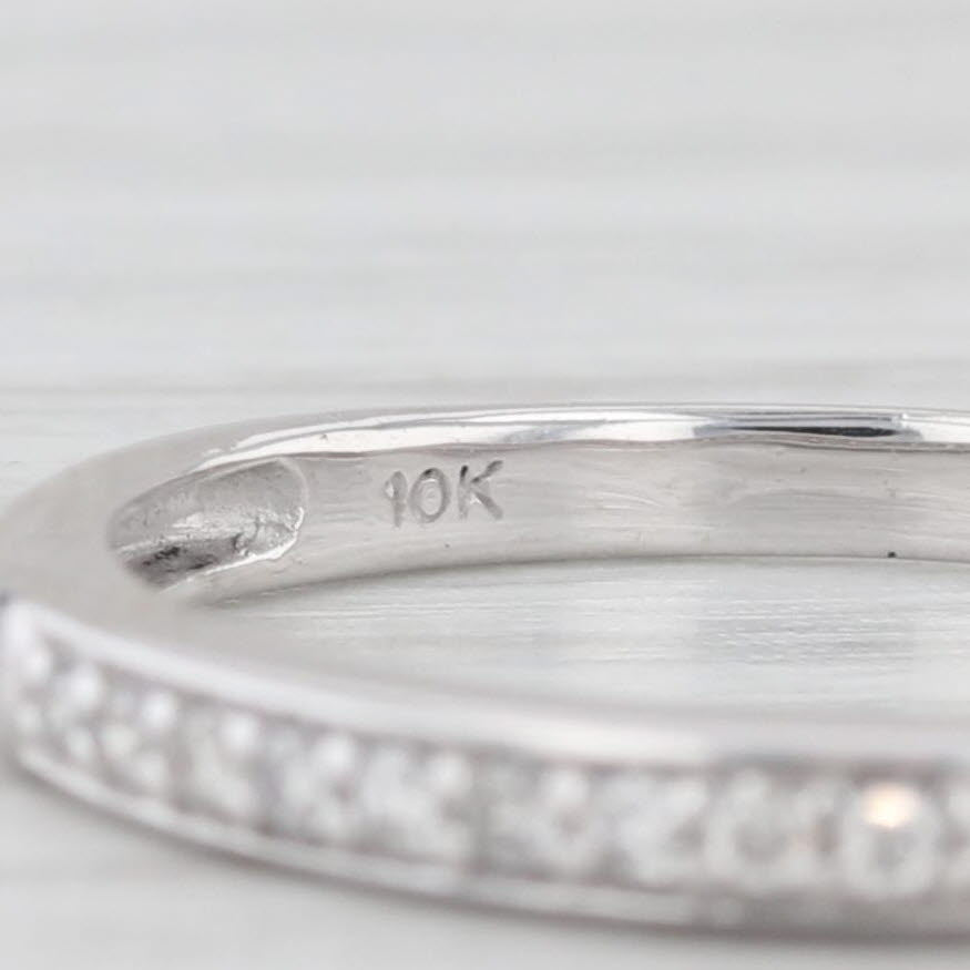 Light Gray Diamond Wedding Band 10k White Gold Size 5.25 Stackable Ring