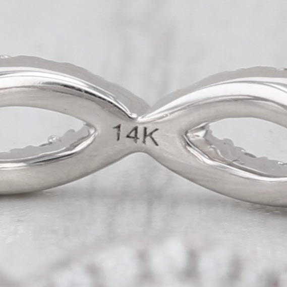 0.46ctw Diamond Woven Eternity Ring 14k White Gold Size 7 Stackable Wedding Band