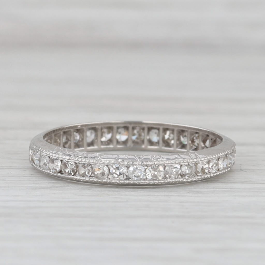 Antique 0.50ctw Diamond Eternity Band Platinum Anniversary Wedding Ring Size 6.5