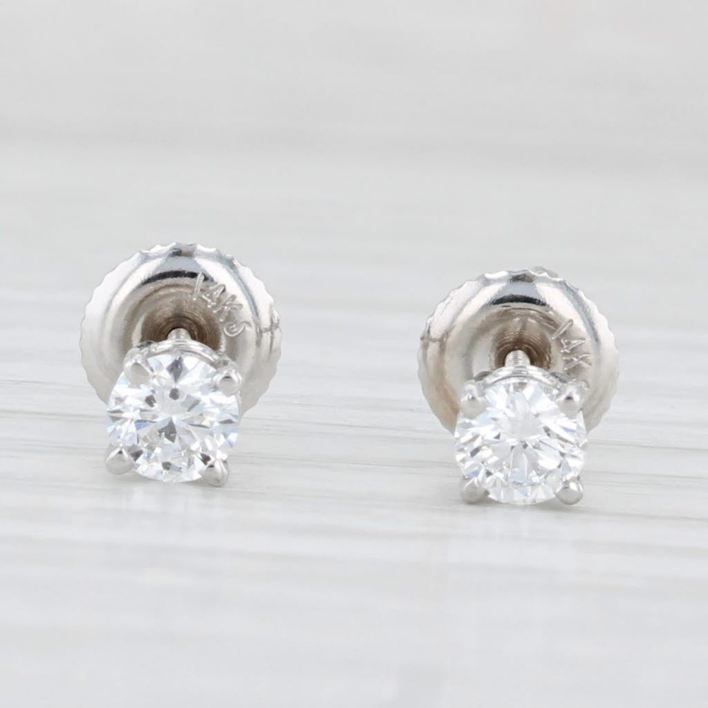 Light Gray 0.50ctw Diamond Solitaire Stud Earrings 14k White Gold VS2 Round Brilliant