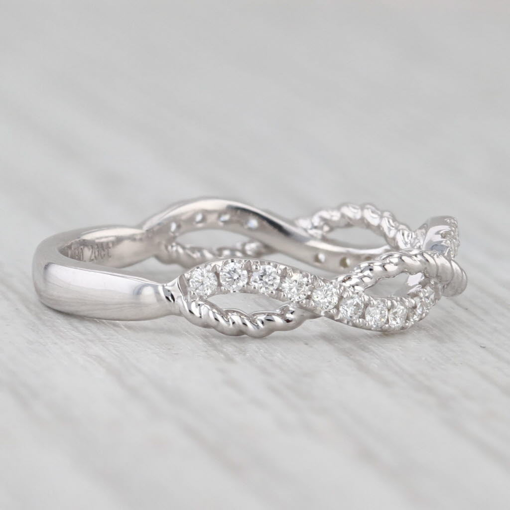 Light Gray New 0.20ctw Woven Diamond Wedding Band 14k White Gold Stackable Ring Size 6.5