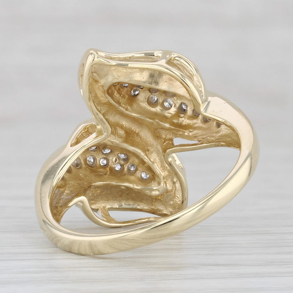 Light Gray 0.15ctw Diamond Bypass Ring 14k Yellow Gold Size 8