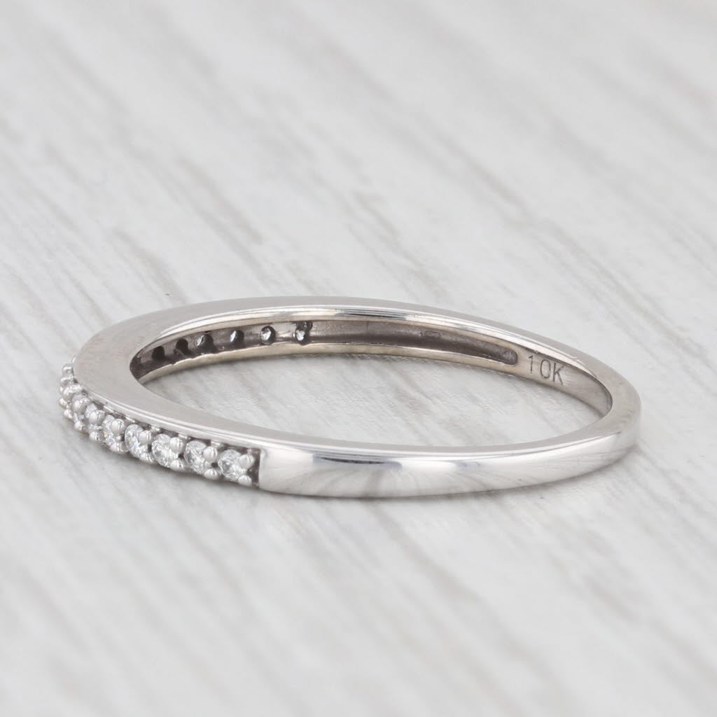 Light Gray 0.14ctw Diamond Wedding Band 10k White Gold Stackable Anniversary Ring