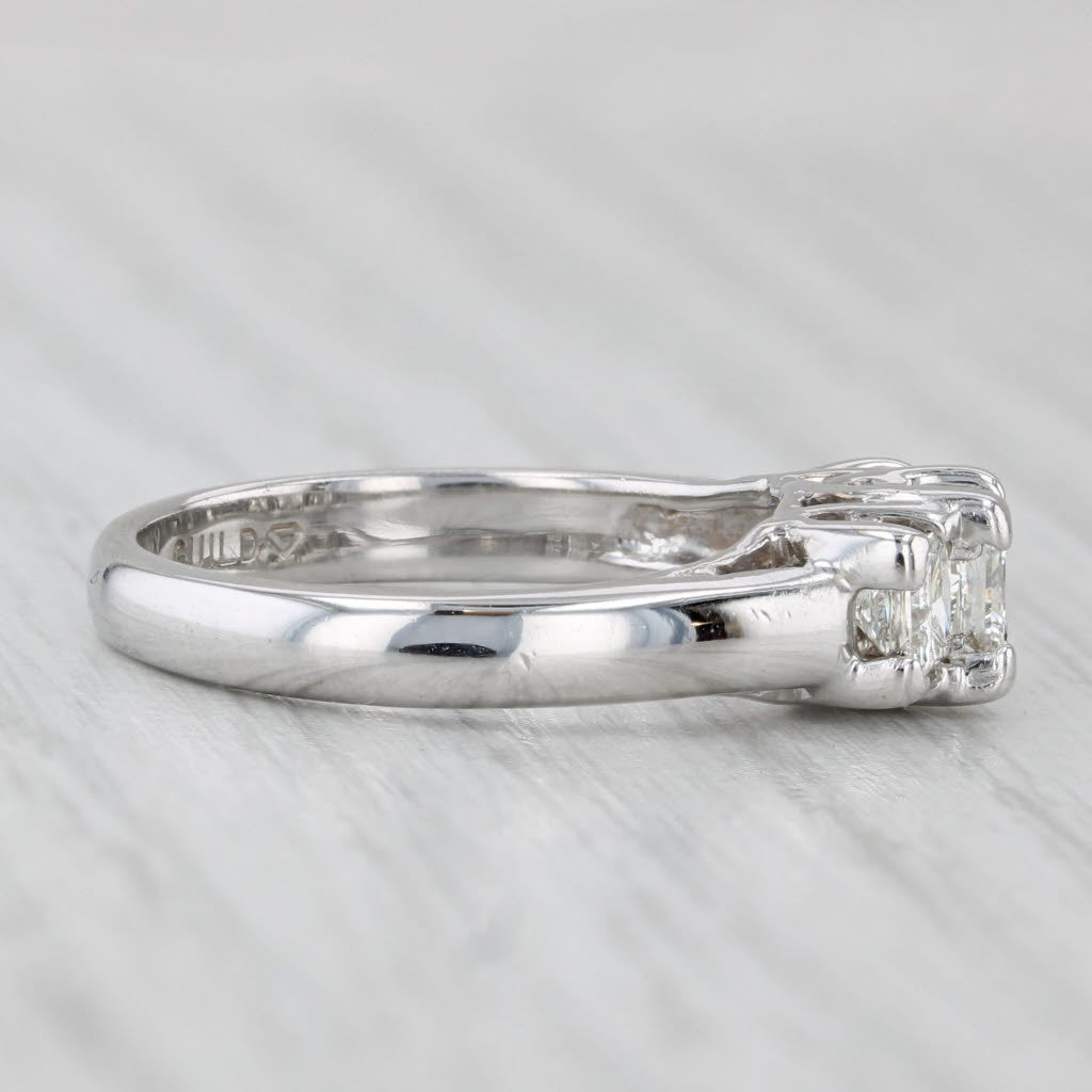 Light Gray 1.01ctw Princess Diamond 3-Stone Engagement Ring 14k White Gold Size 6.25