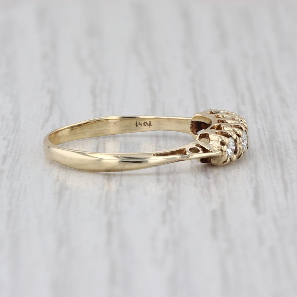 Vintage 0.24ctw Diamond 5-Stone Ring 14k Gold Stackable Anniversary Wedding