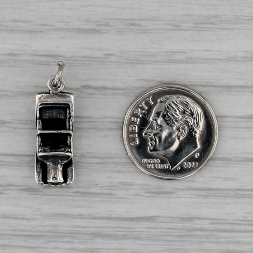 Vintage Old Timey Car Charm Sterling Silver 3D Wheels Move Pendant