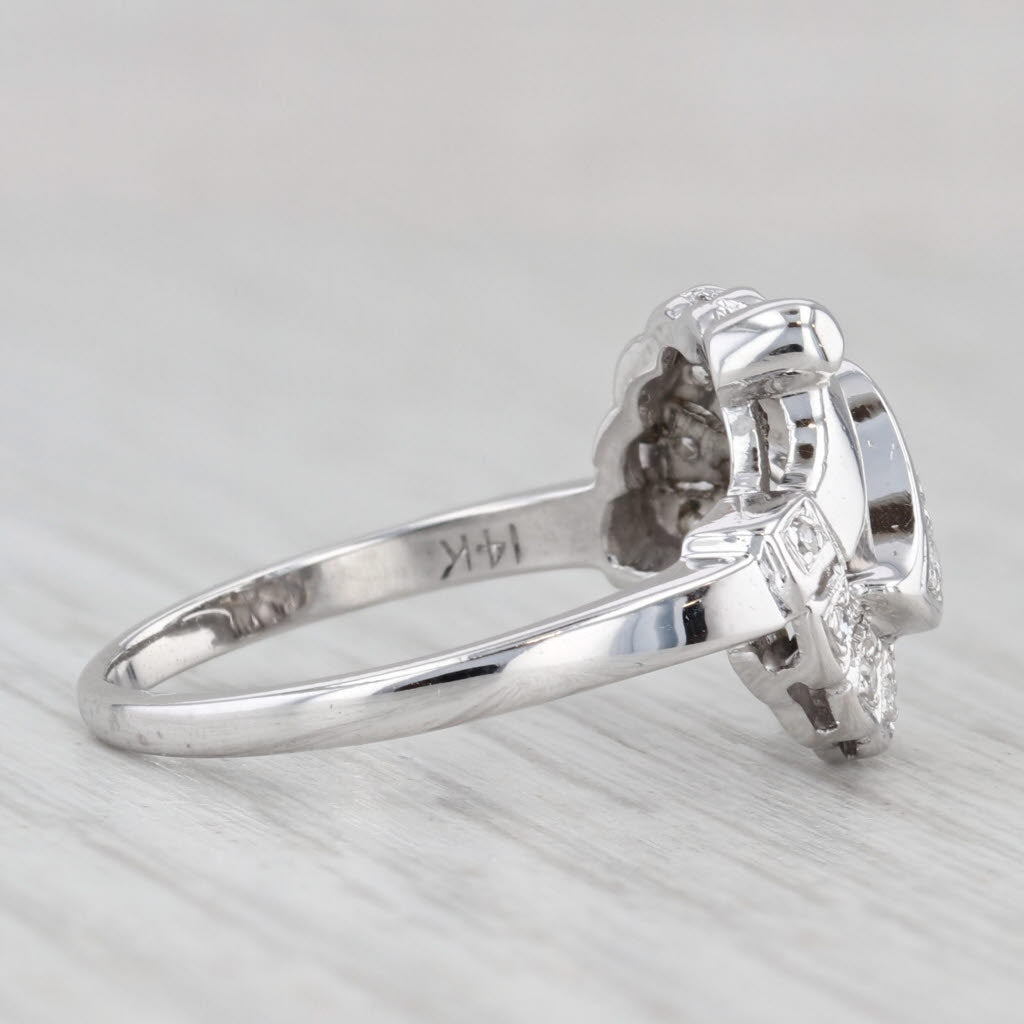 Vintage 0.26ctw Diamond Bypass Ring 14k White Gold Size 8.5