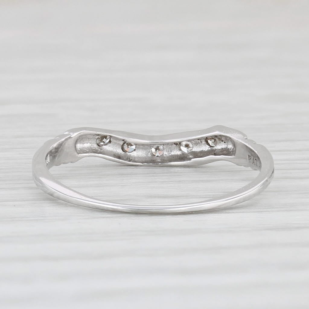 Light Gray Contoured Diamond Ring Guard 14k White Gold Size 6.75 Stackable Wedding Band