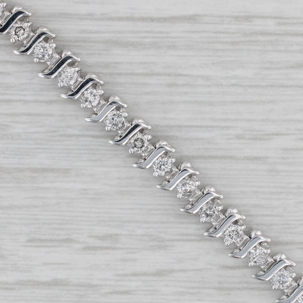 Gray 1.98ctw Diamond Tennis Bracelet 10k White Gold 7" 5.2mm