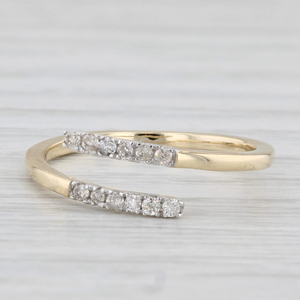Light Gray 0.18ctw Diamond Bypass Ring 14k Yellow Gold Size 6 Adjustable