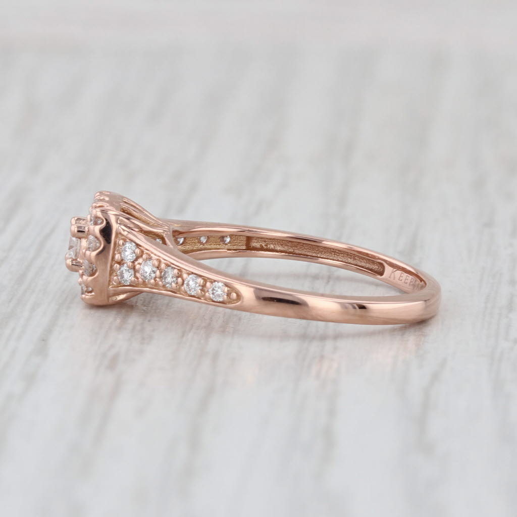 0.34ctw Diamond Halo Engagement Ring 14k Rose Gold Size 7 Keepsake