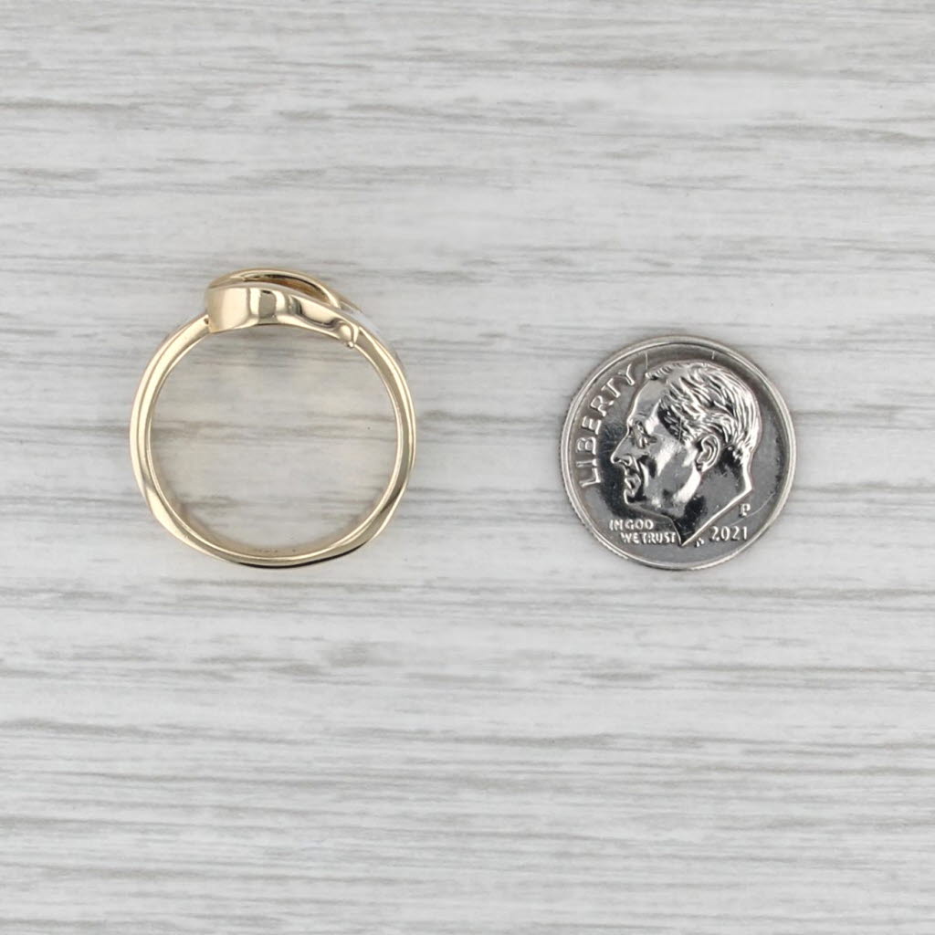 Floral Belt Buckle Ring 14k Yellow Gold Multicolor Resin Size 8 Band