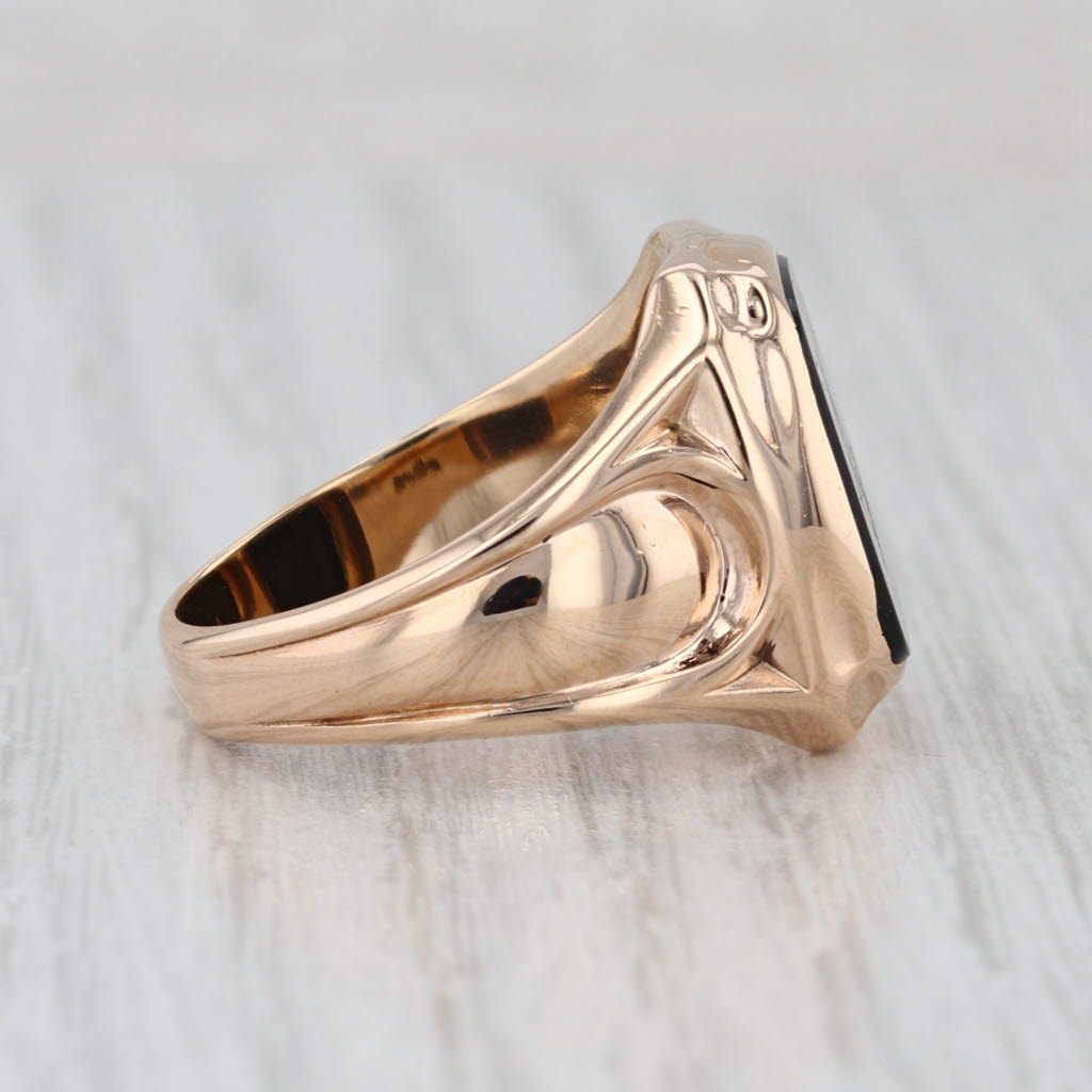 Vintage Onyx Masonic Signet Ring 14k Gold Size 8.75 Blue Lodge Square Compass