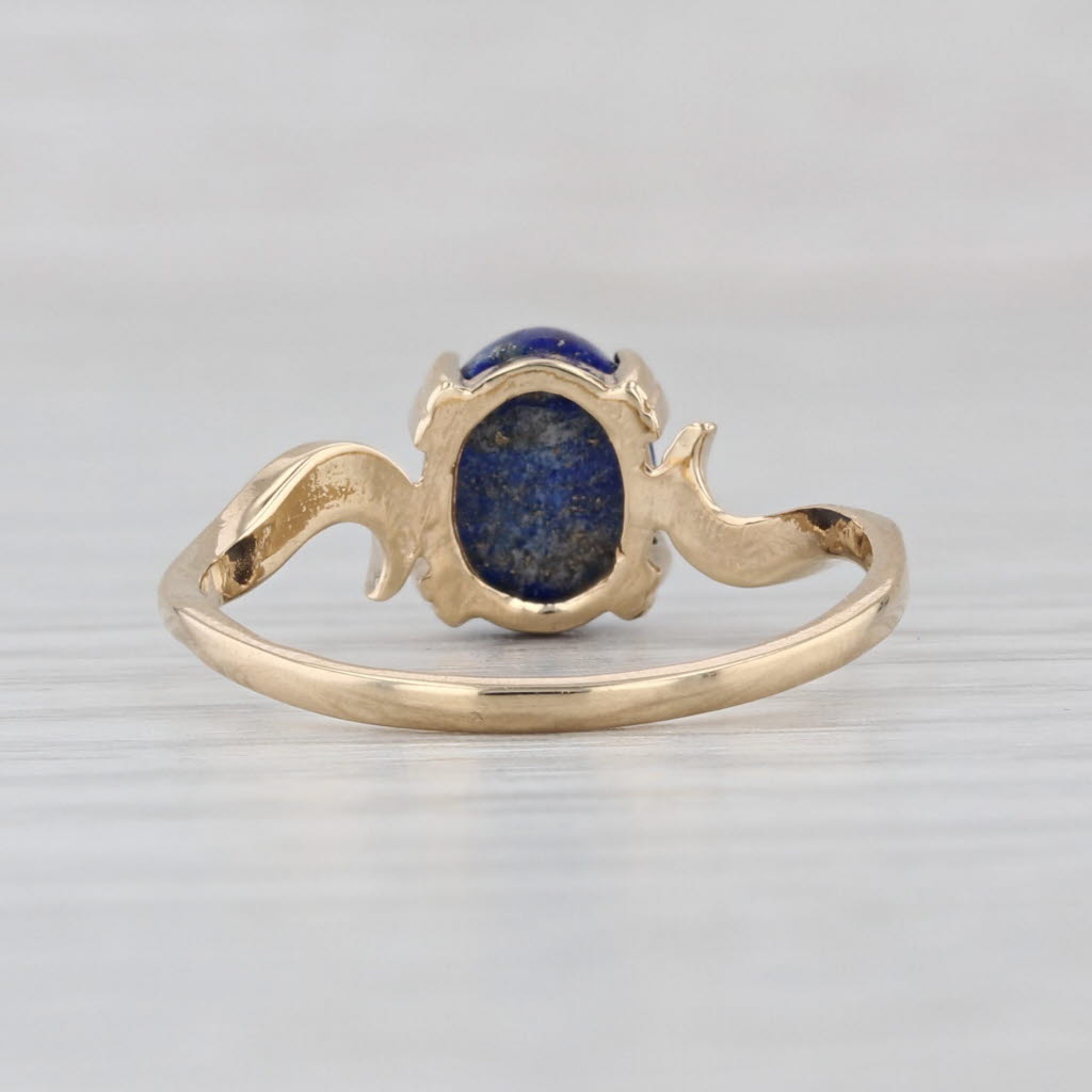 Lapis Lazuli Oval Cabochon Solitaire Ring 10k Yellow Gold Size 7