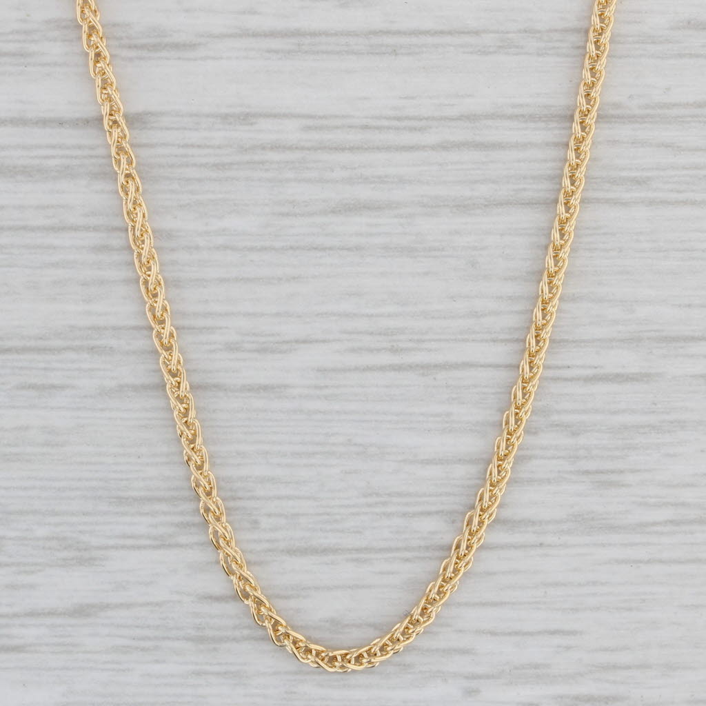 Gray New Round Wheat Chain Necklace 14k Yellow Gold 16" 1.5mm