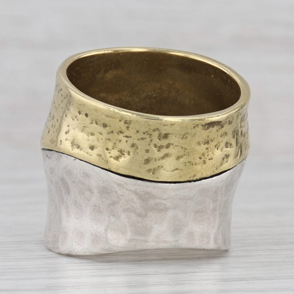 Gray Silpada Rain or Shine Ring R31349 Hammered Sterling Silver Brass Statement