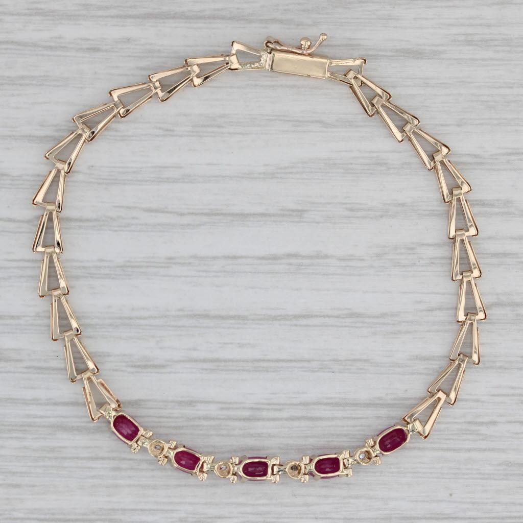Gray 1.53ctw Ruby Diamond Bracelet 10k Yellow Gold 6.75" V-Link Chain