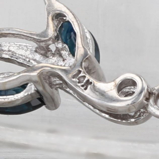 1.96ctw Blue Sapphire Vinework Necklace 14k White Gold 17.5" Singapore Chain