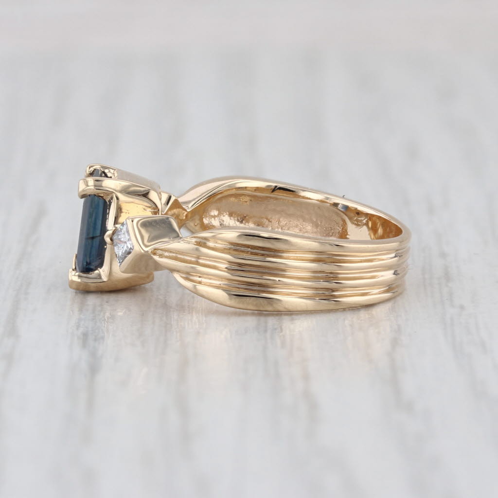 1.46ctw Blue Sapphire Diamond Ring 14k Yellow Gold Size 6.5 Engagement