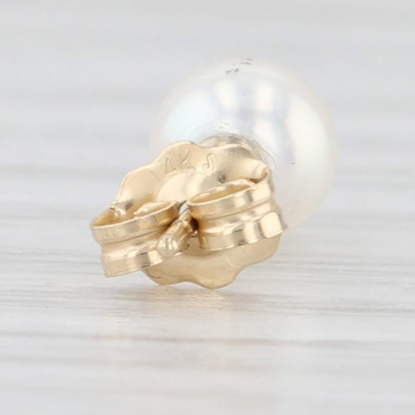 Light Gray 5.5mm Cultured Pearl Stud Earrings 14k Yellow Gold Round Bead Solitaires