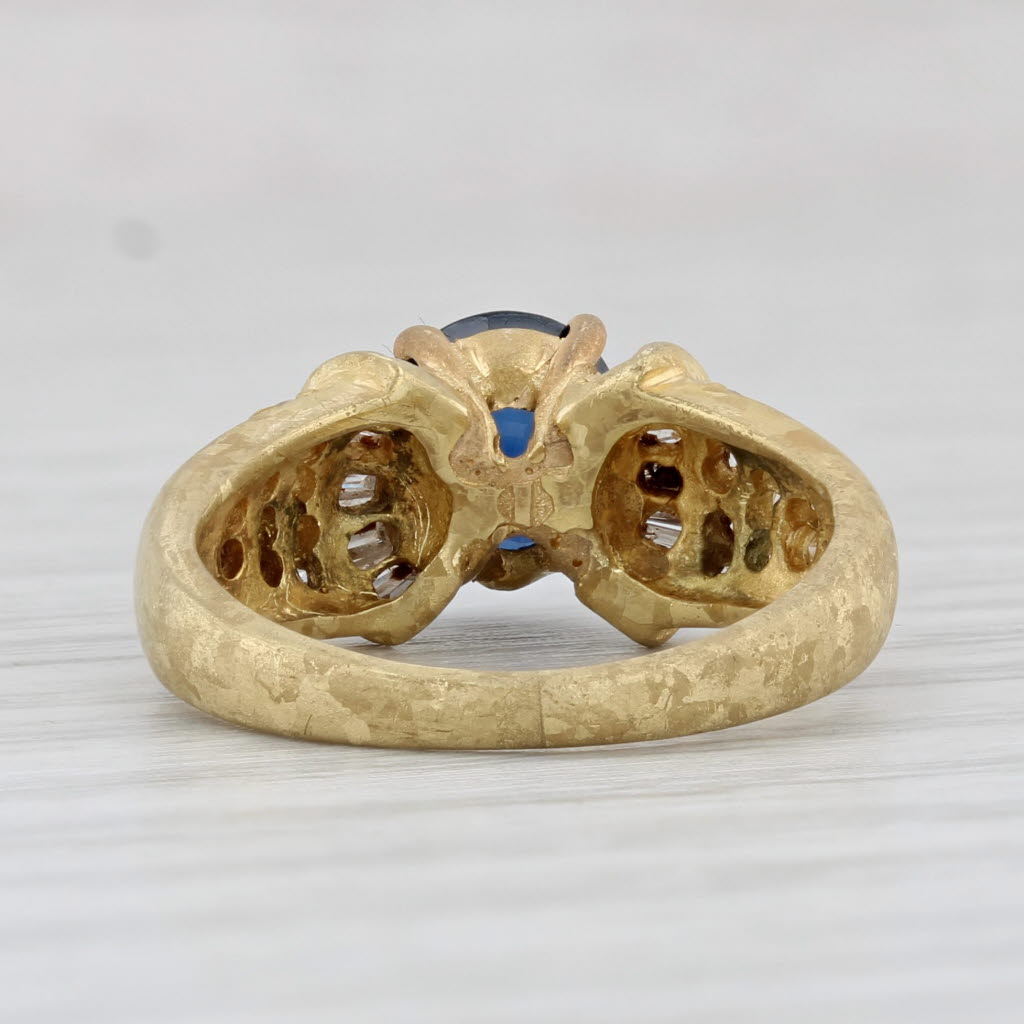 Light Gray 2.35ctw Oval Blue Sapphire Diamond Ring 18k Yellow Gold Size 5.25 GIA Engagement