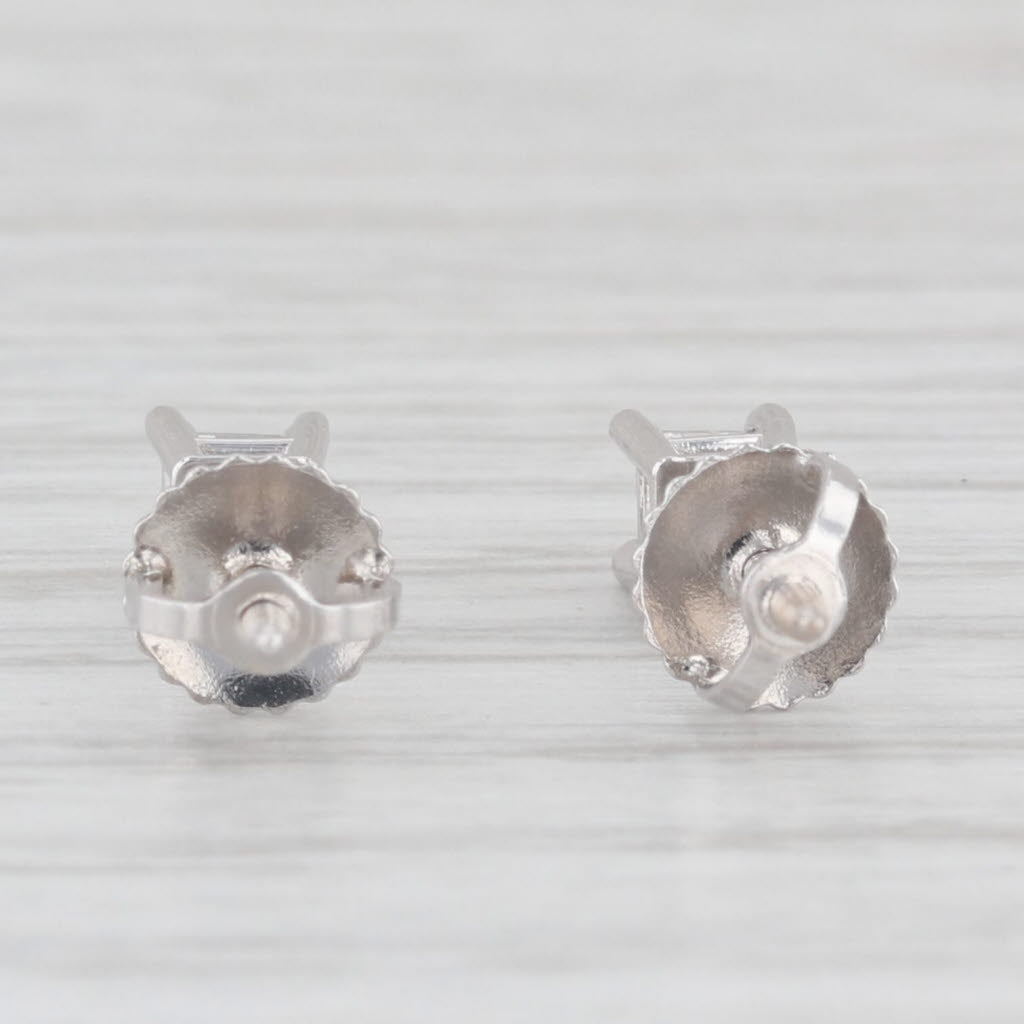 Light Gray 0.31ctw Princess Diamond Solitaire Stud Earrings 18K White Gold GSI Certificate