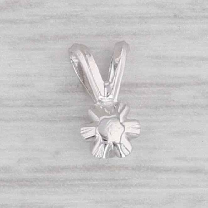 Gray Small Diamond Round Solitaire Buttercup Pendant 14k White Gold