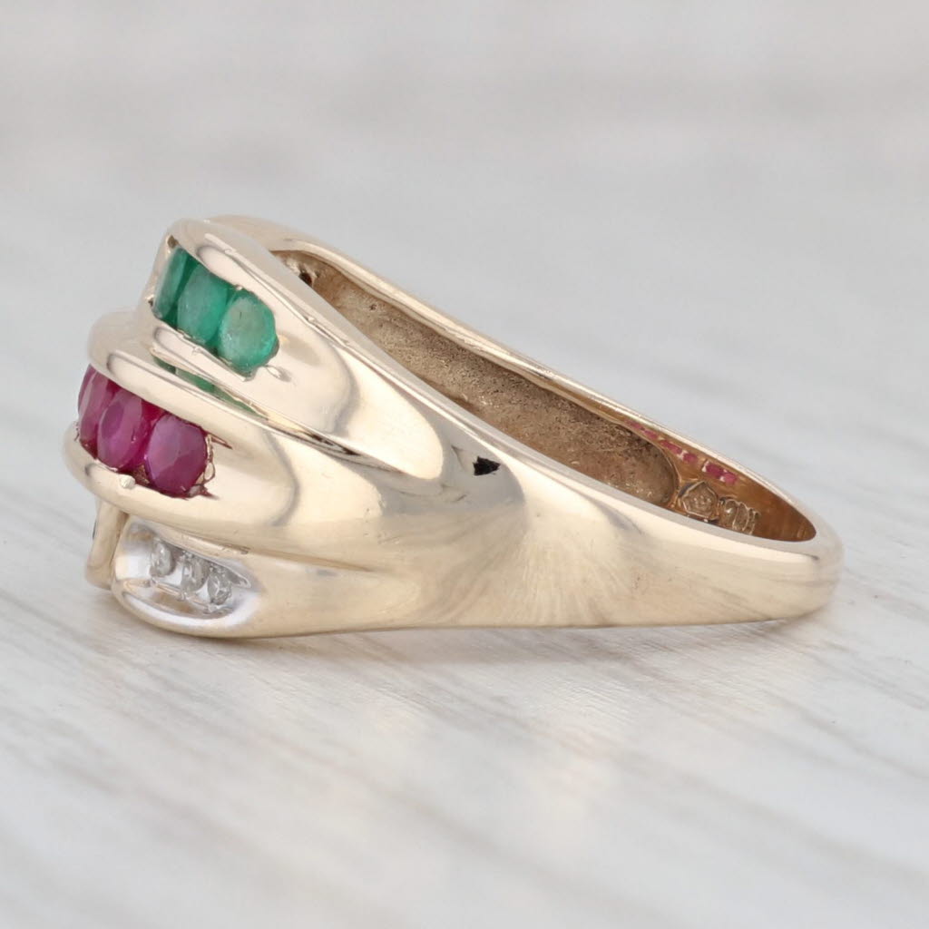 Light Gray 0.89ctw Ruby Sapphire Emerald Diamond Ring 10k Gold Size 7 Cocktail