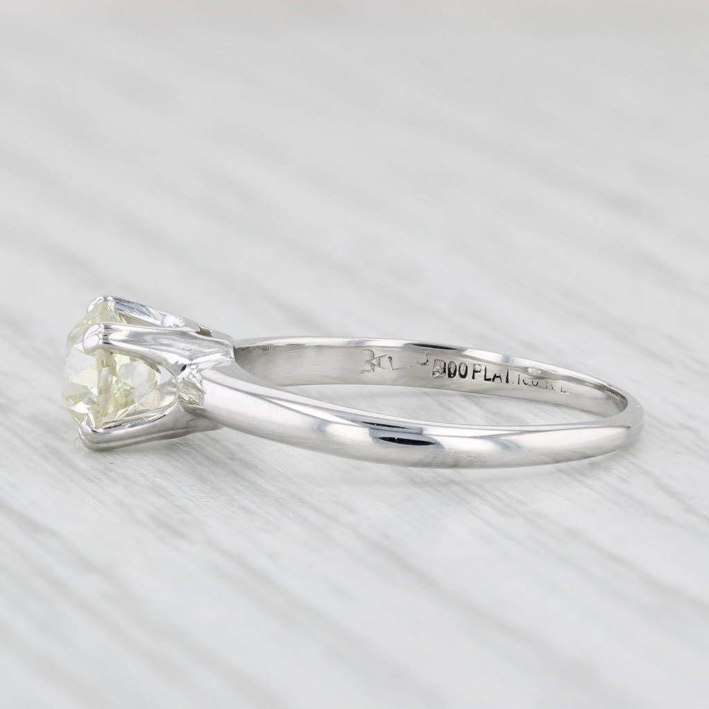 Light Gray Vintage 0.84ctw Round Diamond Engagement Ring 900 Platinum Size 5.5