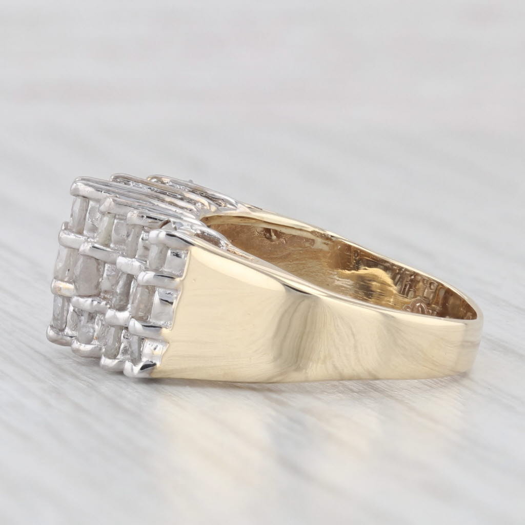 Light Gray 2ctw Diamond Cluster Tiered Ring 10k Yellow Gold Size 5 Cocktail