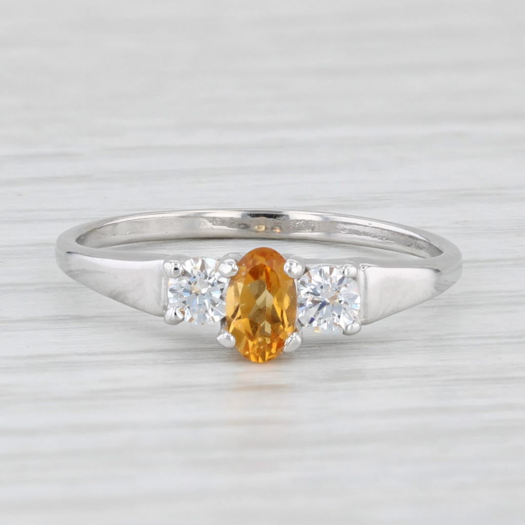 Light Gray 0.40ctw Oval Citrine Cubic Zirconia Ring 10k White Gold Size 6.25