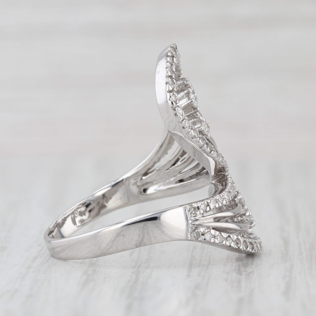 0.52ctw Diamond Shooting Stars Bypass Ring 18k White Gold Size 10 Cocktail