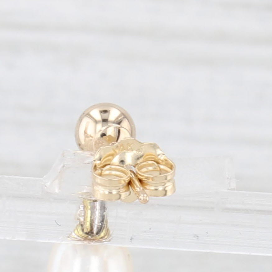 Lavender Freshwater Pearl Bead Dangle Earrings 14k Yellow Gold