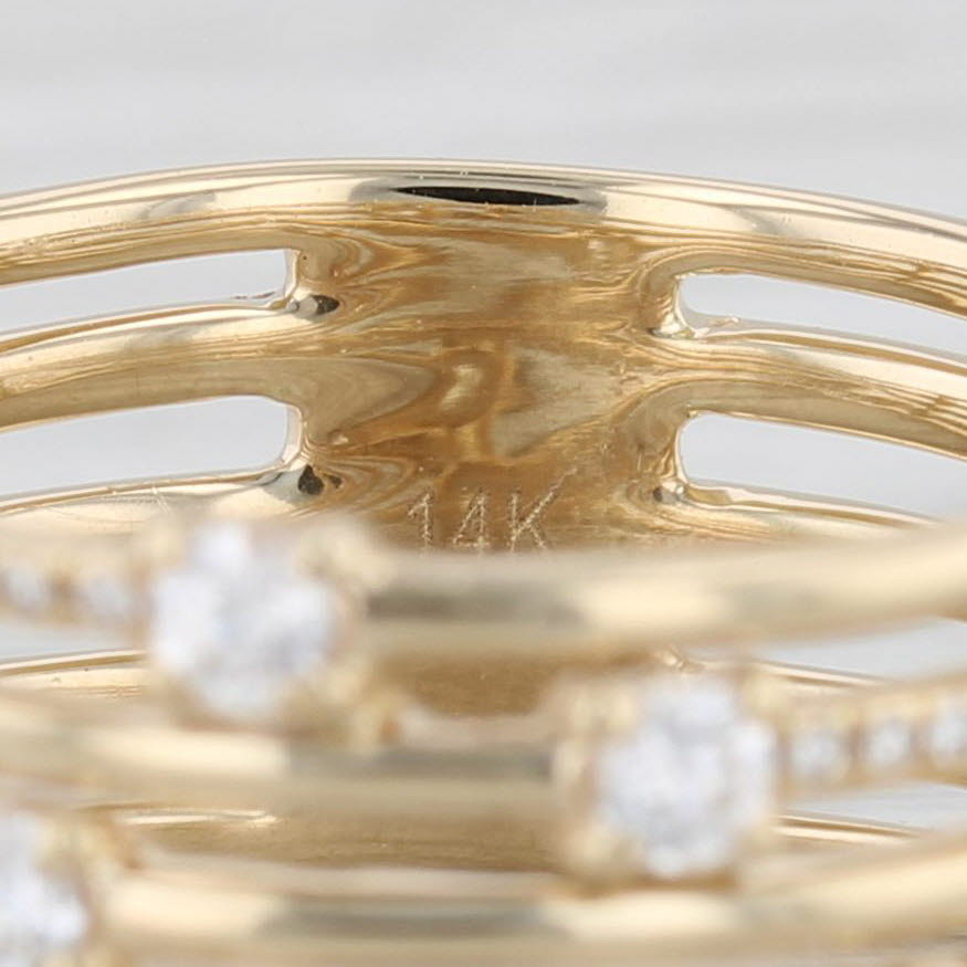 Light Gray 0.28ctw Diamond Orbit Ring 14k Yellow Gold Size 7 Multi-Band