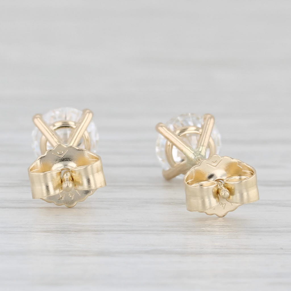 Light Gray New 1ctw Lab Created Diamond Stud Earrings 14k Yellow Gold Round Solitaires