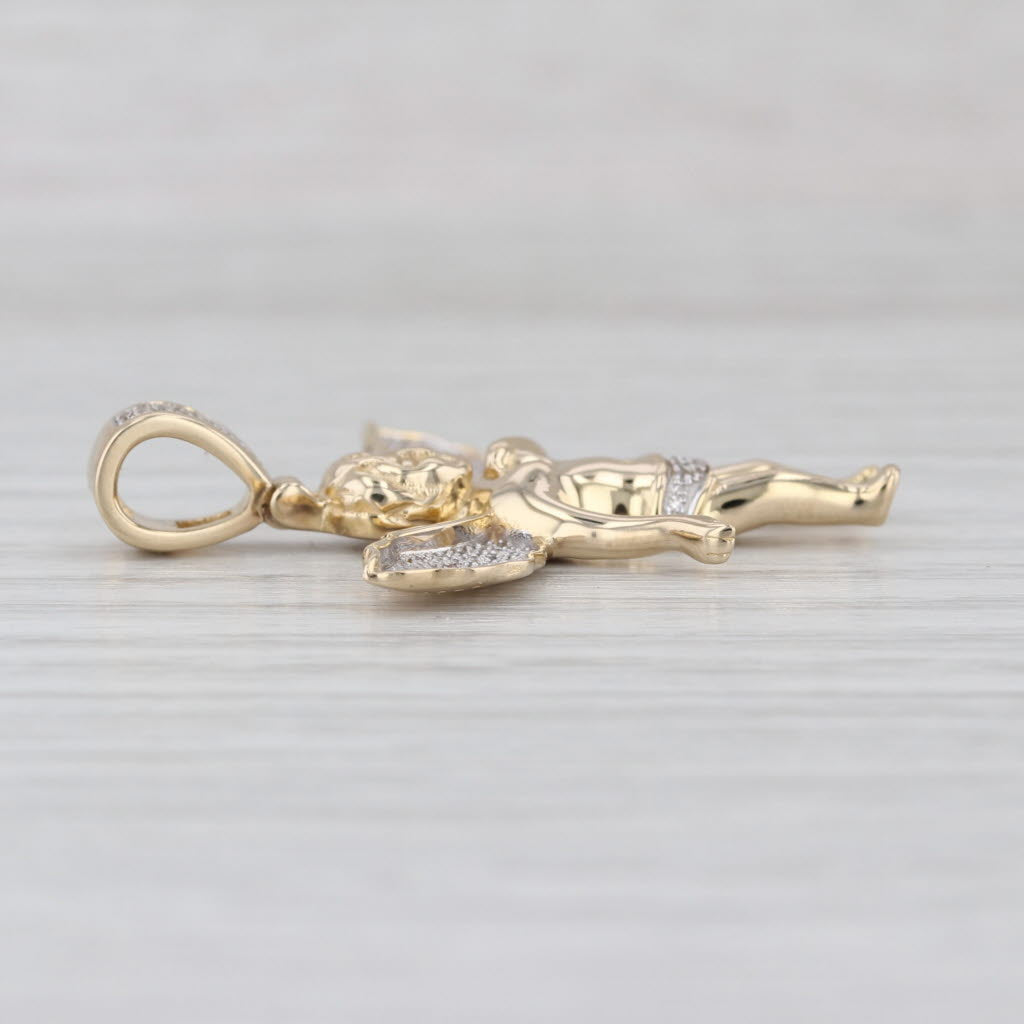 0.10ctw Diamond Guardian Angel Cheurb Pendant 10k Yellow Gold