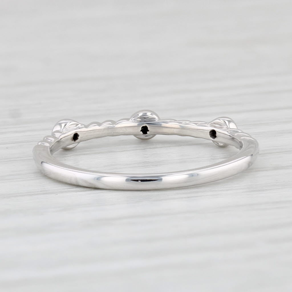 Light Gray Diamond 3-Stone Stackable Ring 10k White Gold Size 7 Wedding Band
