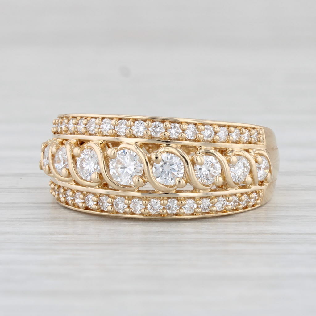 Light Gray 0.87ctw Diamond Ring 14k Yellow Gold Size 7.5 Stackable Anniversary Wedding Band