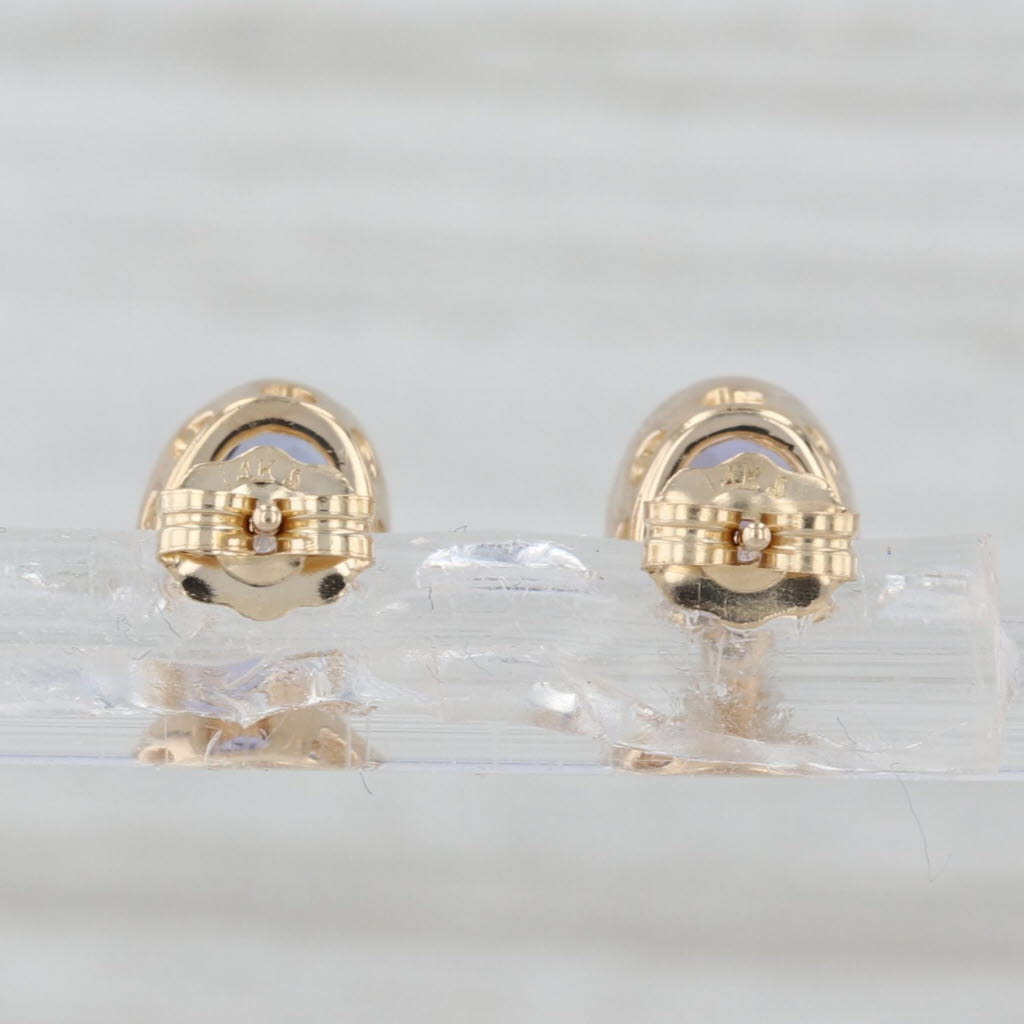 1.24ctw Tanzanite Oval Solitaire Stud Earrings 14k Yellow Gold Studs
