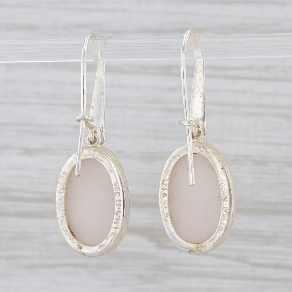 New Nina Wynn White Druzy Quartz Drop Earrings Sterling Silver Hook Posts