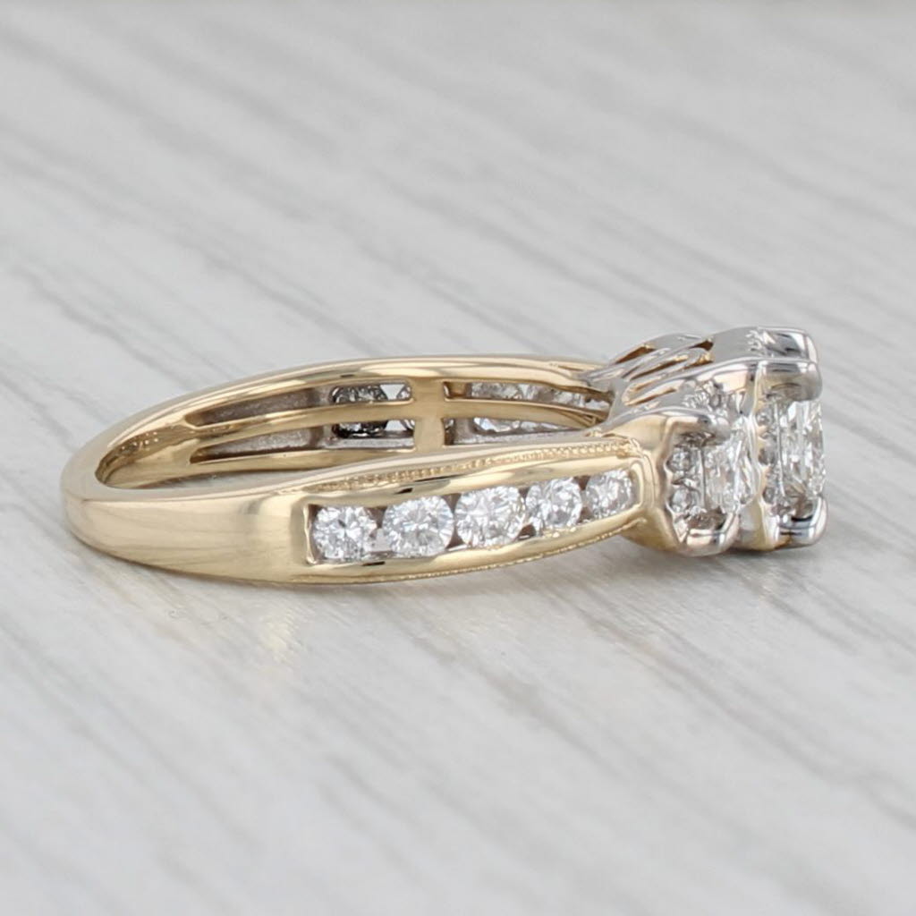 Gray 0.90ctw Princess Diamond Halo Engagement Ring 14k Yellow Gold Size 5.25