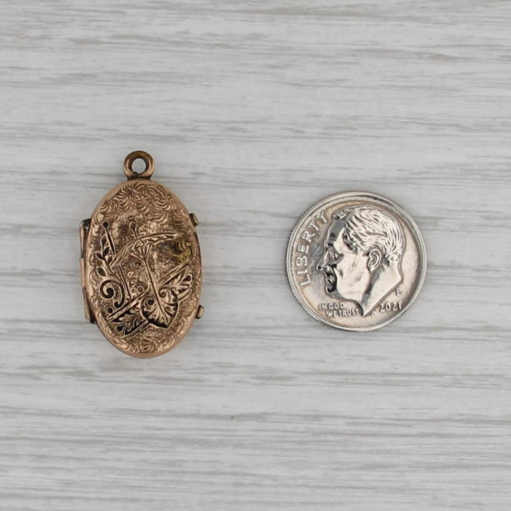 Antique Locket Snuff Pendant Gold Filled Opens As IS Charm