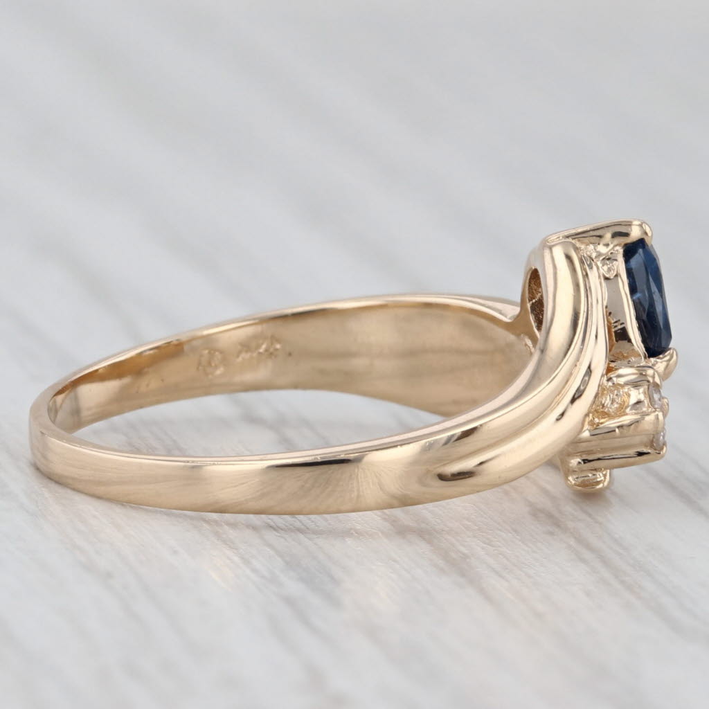 Gray 0.46ctw Pear Blue Diamond Bypass Ring 14k Yellow Gold Size 7.75