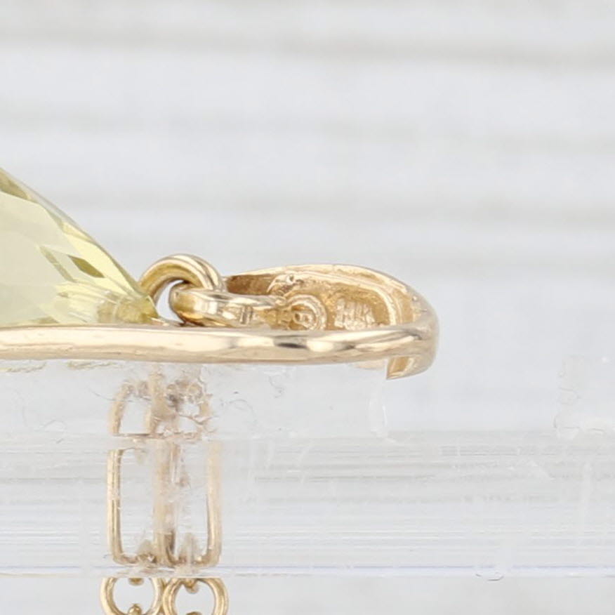 Light Gray Briolette Citrine & Lemon Quartz Dangle Earrings 14k Yellow Gold Hook Posts