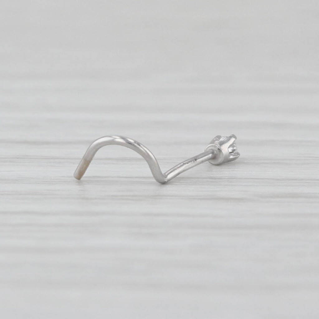 New Diamond Nose Piercing Stud 14k White Gold Round Solitaire Curved Post 2