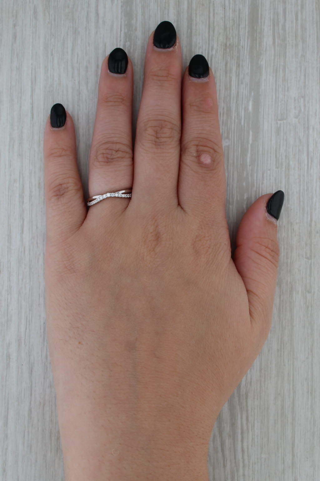 0.20ctw Contoured Diamond Ring 14k White Gold Stackable Wedding Band Size 6.75