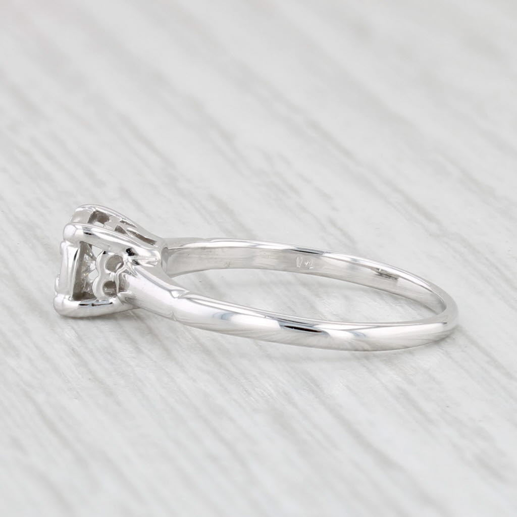 Light Gray 0.15ct Diamond Solitaire Engagement Ring 14k White Gold Size 5 Vintage