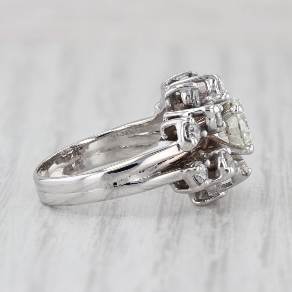 Vintage Diamond Cluster Ring 14k White Gold Size 5.25 Engagement Bridal