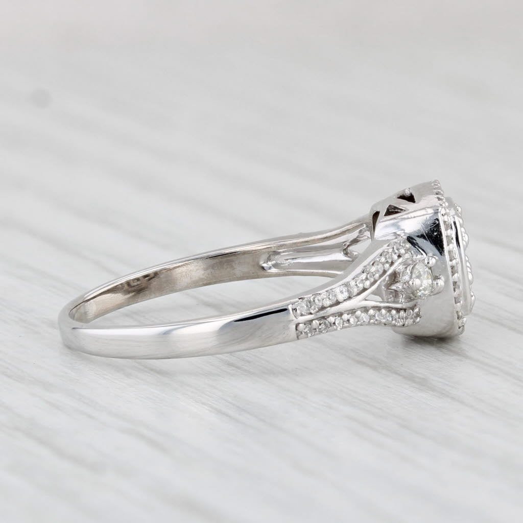 Light Gray 0.34ctw Diamond Cluster Halo Engagement Ring 10k White Gold Size 8.75