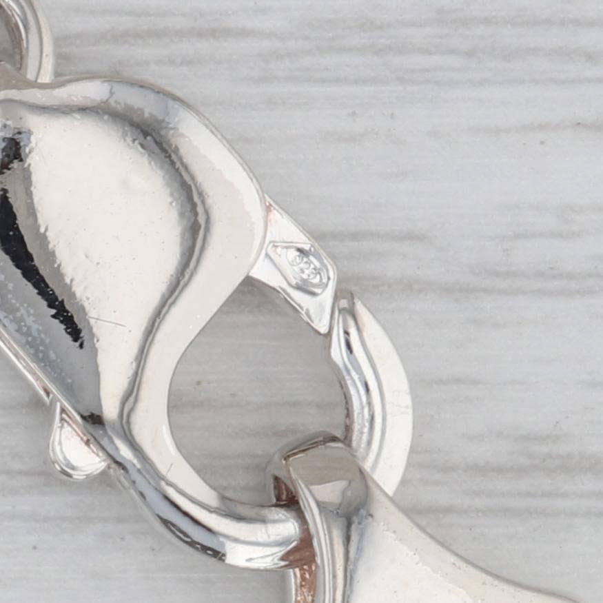 Gray Puffy Cable Chain Bracelet Sterling Silver 7" 14.4mm Lobster Clasp